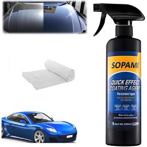 Car Coating Spray,Quick Effect Coating Agent,Quickly Coat Car Wax,Car Scratch Wax Polish Spray Waterless Wash,Oil Film Emulsion Glass Cleaner with towel (1 pcs)