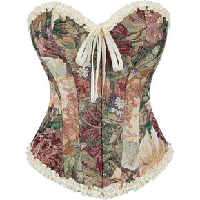 Women Vintage Renaissance Bustier-Corset-Top - Floral Lace Up Corset Lingerie Going Out Bodyshape