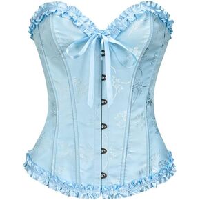 Corset Tops for Women,Sexy Waist Push Up Bustier Shapewear Lingerie,Lace Up Boned Overbust Floral Corset Bodysuit