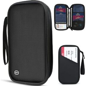 Waterproof Passport Holder for Travel Family of 4,5, Rfid Blocking Family Passport Holder Wallet, Travel Document Organizer with 9 Credit Cards Slots for Men & Women (Black)