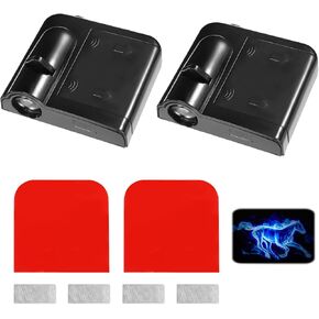 2pcs شريط الأضواء الأضواء الشعار ، Universal Car Door Light Projector Blue Horse Shadow Step Corpicy Held HD LED لجميع الموديلات الملحقات