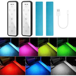 CARFIB Car Door Light Projector Wireless 7 Colors LED Welcome Lights Magnetic Sill Interior Courtesy Lighting USB Rechargeable Warning Lamp Vehicle Auto Sensing Decorations 2pcs