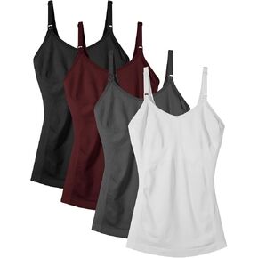 Women's Maternity Nursing Tank Tops with Built in Bra for Breastfeeding Camisoles Shirt 4Pack in Saudi Arabia