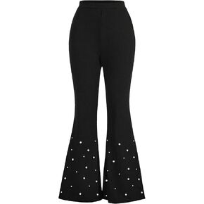 Verdusa Women's Bell Bottom Wide Leg Lace Pants Y2K Mesh Goth Flare Pants Party Clubwear