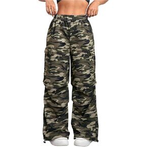 Floerns Girl's Camo Print Straight Leg Y2k Pants Elastic Waist Gym Track Pants