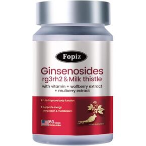 Ginsenosides Rg3rh2 & Milk Thistle - Ginseng Extract, Ginsenosides Supplement Qi and Blood, Enhance Immune Energy - 60 Tablets