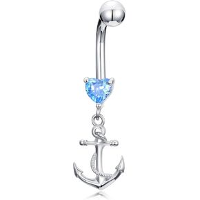 Anchor/Sea Turtles Belly Button Ring 925 Sterling Silver Belly Piercing Jewelry Navel Ring Gifts for Women