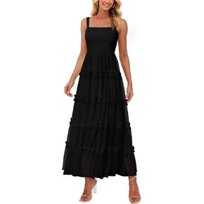 PRETTYGARDEN Women's Summer Dresses 2025 Sleeveless Smocked Tiered Ruffle Tulle A-Line Flowy Wedding Party Maxi Dress in Kuwait