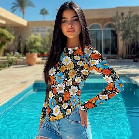 Long Sleeve Shirts for Women Round Neck Lightweight Shirts Thermal Slim Workout Underwear Tops for Winter S-L in Kuwait