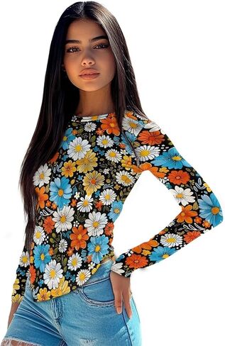 Long Sleeve Shirts for Women Round Neck Lightweight Shirts Thermal Slim Workout Underwear Tops for Winter S-L in Kuwait