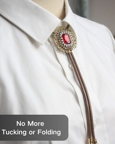 PEARLY JUN Bolo Tie for Men Women Rhinestone Cowboy Brown Country Style Handmade Leather String Rodeo Festive Days Gifts in Kuwait