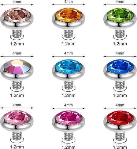Surgical Steel Dermal Piercing Jewelry Tops for Women Men Cubic Zirconia Micro Dermal Anchor Tops Base Dermal Piercing 3-20Pcs Dermal Piercing Kit Hypoallergenic in Saudi Arabia
