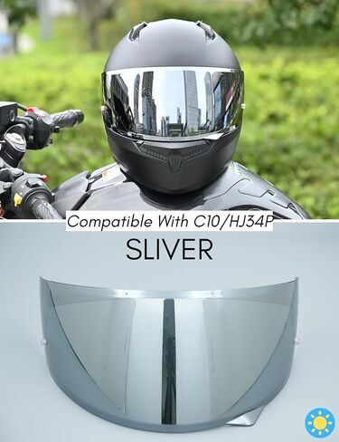 Compatible with C10 Visor HJ 34P Replacement Motorcycle Helmet Visor Tint Face Shield (Sliver) in Saudi Arabia