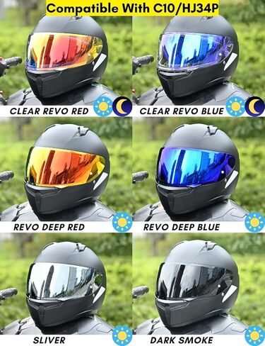 Compatible with C10 Visor HJ 34P Replacement Motorcycle Helmet Visor Tint Face Shield (Sliver) in Saudi Arabia