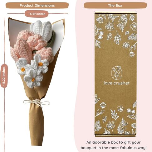 Handmade Crochet Flower Bouquet,Crochet Tulips,Preserved Flowers Bouquet,Bride Gifts,Bride to Be,Graduation Flower Bouquet in Saudi Arabia