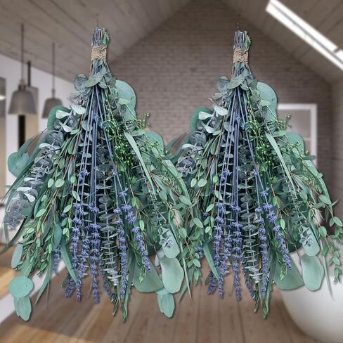 4 Kinds Eucalyptus & Lavender Flowers Bundles for Shower |Real Eucalyptus Leaves Home Decor Shower Decor Wedding Decor (1 Pack Set - 17 inch) in Saudi Arabia