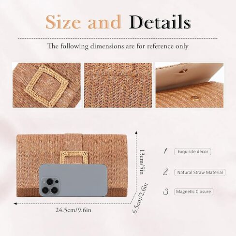 Emprier Straw Clutch Purses for Women Summer Beach Bag Raffia Crossbody Purse Woven Envelope Handbag in Kuwait
