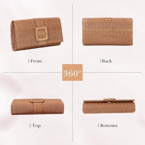 Emprier Straw Clutch Purses for Women Summer Beach Bag Raffia Crossbody Purse Woven Envelope Handbag in Kuwait