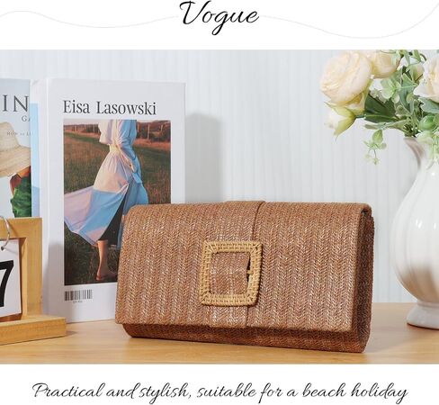 Emprier Straw Clutch Purses for Women Summer Beach Bag Raffia Crossbody Purse Woven Envelope Handbag in Kuwait