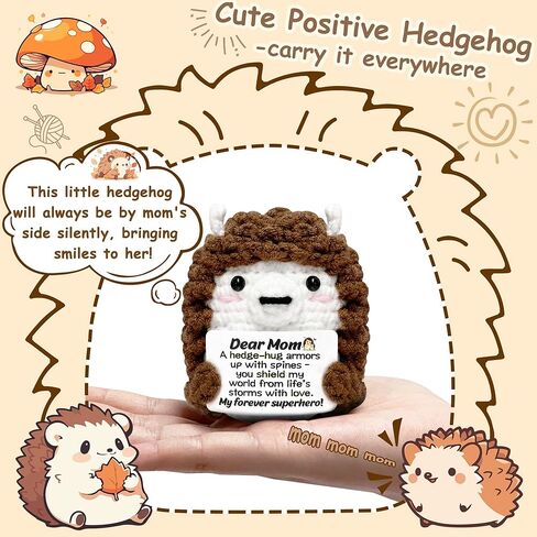 Mini Hedgehog Inspirational Gifts for Women Men, Positive Emotional Support Crochet Gifts for Friends Coworkers Teens, Birthday Gift for Her Him Sister Student Graduation Teacher Appreciation Gift in Kuwait