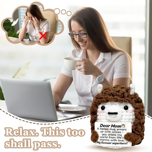 Mini Hedgehog Inspirational Gifts for Women Men, Positive Emotional Support Crochet Gifts for Friends Coworkers Teens, Birthday Gift for Her Him Sister Student Graduation Teacher Appreciation Gift in Kuwait