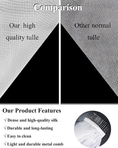 Pearl Wedding Veil for Brides, 1 Tier Veils for Women Wedding, Bridal Veil with Metal Comb 230cm/91in in Kuwait