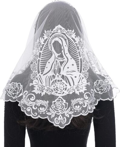 Bozidol Church Catholic Veils for Women, Our Lady of Guadalupe Lace Mantilla Chapel Veil, Latin Mass Head Coverings with Clip in Saudi Arabia