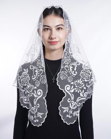 Bozidol Church Catholic Veils for Women, Our Lady of Guadalupe Lace Mantilla Chapel Veil, Latin Mass Head Coverings with Clip in Saudi Arabia