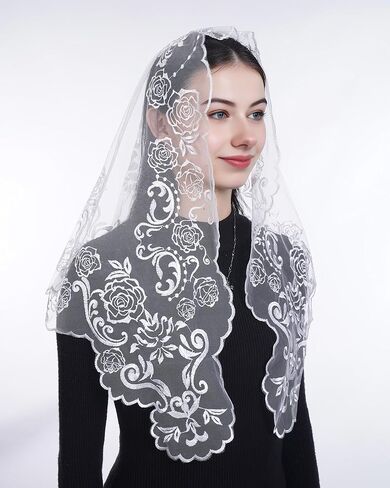 Bozidol Church Catholic Veils for Women, Our Lady of Guadalupe Lace Mantilla Chapel Veil, Latin Mass Head Coverings with Clip in Saudi Arabia