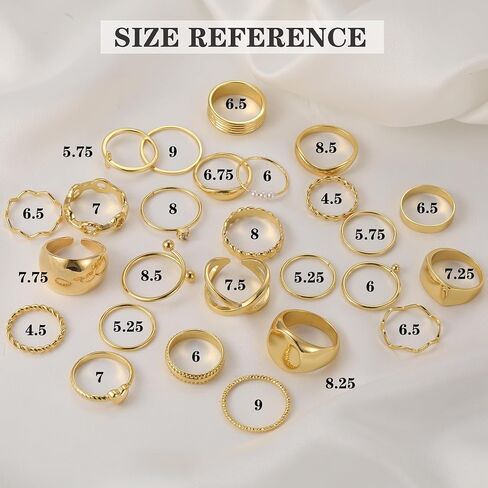 yeezii 25 pcs حلقات مفصلية ذهبية مجموعة للنساء ، حلقات إصبع قابلة للتكديس ، حلقات متراخية لذيذ. in Kuwait