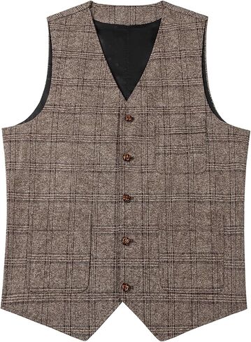 Sevenboy Mens Vintage Suit Step Plaid Tweed منتظم Fit Perctcoat Polka Dot in Kuwait