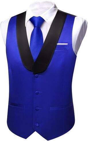 Barry.Wang Mens Formal Suit Vest Casual Business Waistcoat Tie Bowtie Set Shawl Collar Slim Fit Vest Wedding Party in Kuwait