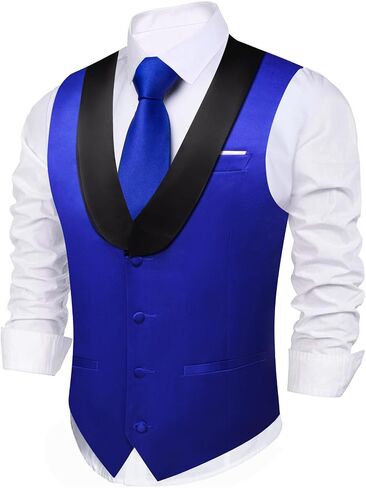 Barry.Wang Mens Formal Suit Vest Casual Business Waistcoat Tie Bowtie Set Shawl Collar Slim Fit Vest Wedding Party in Kuwait