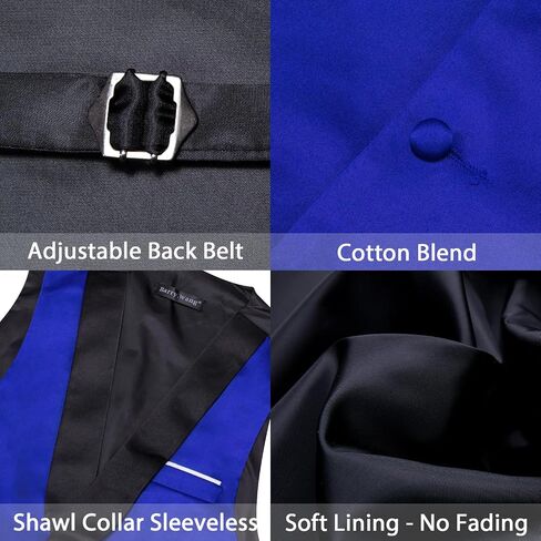Barry.Wang Mens Formal Suit Vest Casual Business Waistcoat Tie Bowtie Set Shawl Collar Slim Fit Vest Wedding Party in Kuwait