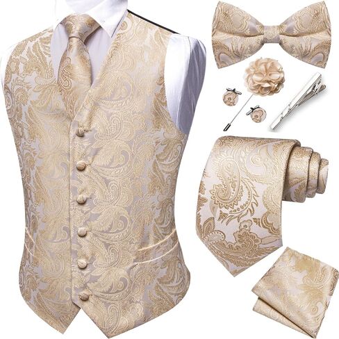 Yohowa Mens Suit Stest Silk Tie Tie Bowtie Set Paisley Jacquard Sealal CeraiScoat Clip Hanky ​​Cufflinks Party Pin Party 8pcs in Kuwait