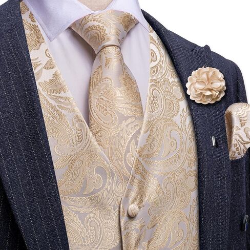 Yohowa Mens Suit Stest Silk Tie Tie Bowtie Set Paisley Jacquard Sealal CeraiScoat Clip Hanky ​​Cufflinks Party Pin Party 8pcs in Kuwait