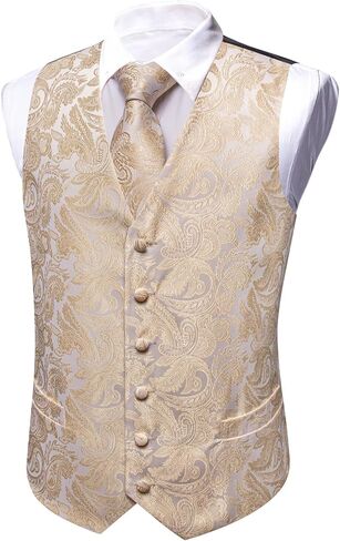 Yohowa Mens Suit Stest Silk Tie Tie Bowtie Set Paisley Jacquard Sealal CeraiScoat Clip Hanky ​​Cufflinks Party Pin Party 8pcs in Kuwait