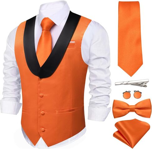 Barry.Wang Mens Formal Suit Vest Casual Business Waistcoat Tie Bowtie Set Shawl Collar Slim Fit Vest Wedding Party in Saudi Arabia