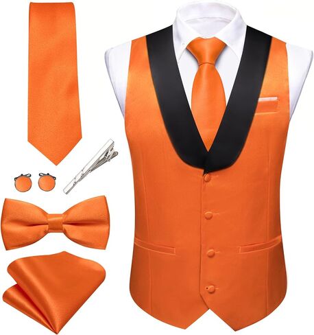 Barry.Wang Mens Formal Suit Vest Casual Business Waistcoat Tie Bowtie Set Shawl Collar Slim Fit Vest Wedding Party in Saudi Arabia