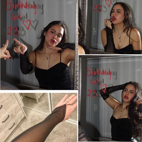 Women's Long Fingerless Sheer Gloves, Tulle Mesh Gloves for Wedding, Bridal, Opera, Party, Halloween Costume in Kuwait