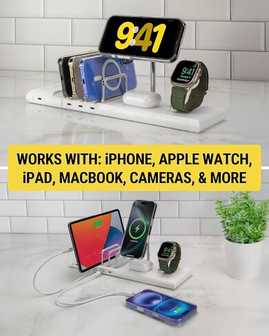ساعة Scosche BL2AWWT-AP BaseLynx™ 2.0، حامل شاحن مغناطيسي لساعة Apple، قاعدة شحن سريعة معيارية متوافقة مع Apple Watch Series 3/4/5/6/7/8/9/Ultra/Ultra2/SE، أبيض in Kuwait