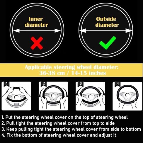 Bling Steering Wheel Cover Black Steering Wheel Accessories, Fluffy Diamond Sparkling Fur Steering Wheel Protector for Women Girls Elastic Steering Wheel Covers Winter Warm Universal Fit 14-15 inch in Saudi Arabia