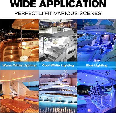 HUSUKU 4inch Round Marine Courtesy Indicator Lights, SOOP3 P0-2 1800LM 30LED IP65 Waterproof Boat Transom Interior Light Surface Mount, 316 Stainless, for Boat Stern/Pontoon/Deck Light 2Pcs Blue in Saudi Arabia