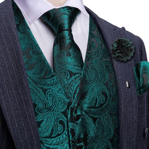Yohowa Mens Suit Stest Silk Tie Tie Bowtie Set Paisley Jacquard Sealal CeraiScoat Clip Hanky ​​Cufflinks Party Pin Party 8pcs in Kuwait