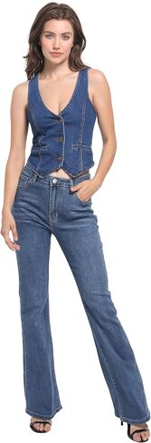 FOUCE WOMENS DENIM STET BUNTY UP V NECK BRIC in Kuwait