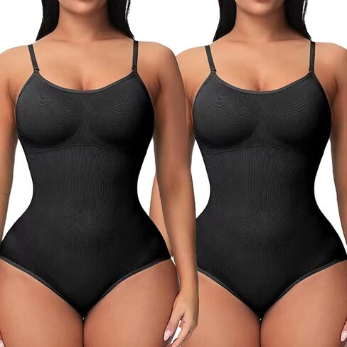 2 حزمة bodysuit للنساء - سلس السيطرة على البطن النحت نحت ثونغ بلا أكمام in Saudi Arabia