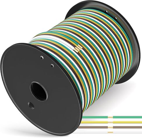22FT 4 Pin 5 Wire Trailer Wire, Wishbond Trailer Wiring Kit 4 Way Flat 5 Wire Trailer Plug with Net Tube Protection, Trailer Wiring Harness for Rewiring Trailer Both-Side Taillights in Saudi Arabia