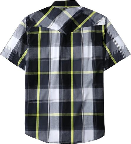 Dubinik® Western Shirts for Men Short Sleeve Plaid Pearl Snap Shirts for Men Button Up Shirt Cowboy Casual Work Shirt in Saudi Arabia