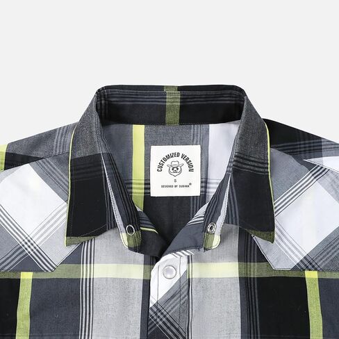 Dubinik® Western Shirts for Men Short Sleeve Plaid Pearl Snap Shirts for Men Button Up Shirt Cowboy Casual Work Shirt in Saudi Arabia