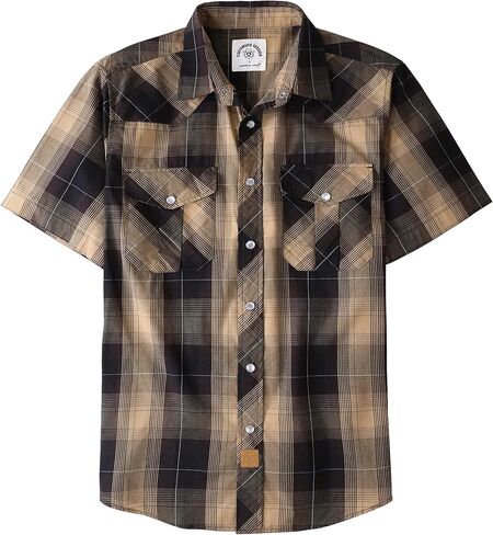 Dubinik® Western Shirts for Men Short Sleeve Plaid Pearl Snap Shirts for Men Button Up Shirt Cowboy Casual Work Shirt in Saudi Arabia